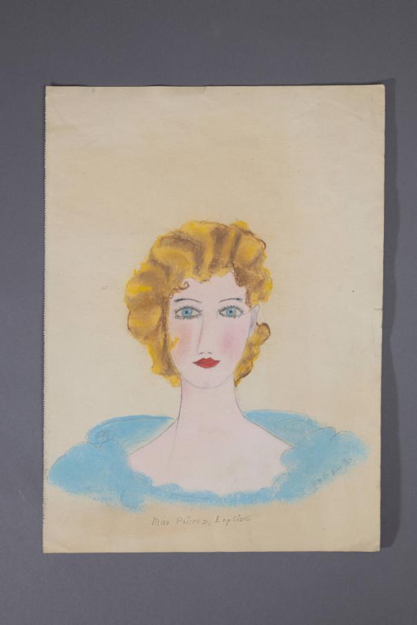 1933 Drawing of a Woman "Miss Painted Lopside" by Ruth Bell Graham