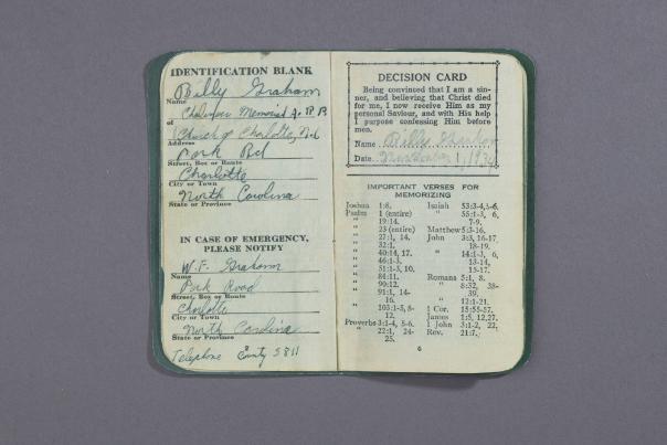 Reproduction of Billy Graham's decision card