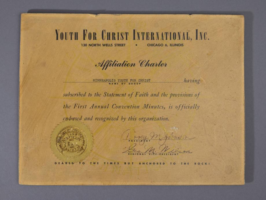 Minneapolis Youth for Christ Charter Affiliation Agreement