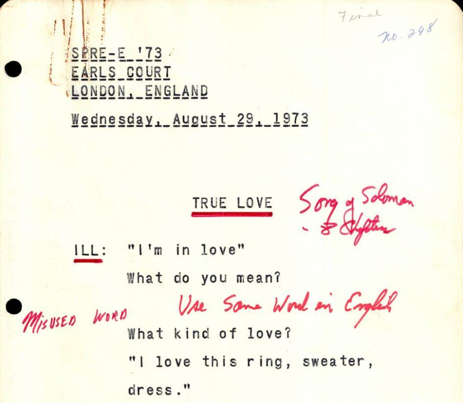 Billy Graham's SPREE '73 sermon manuscript