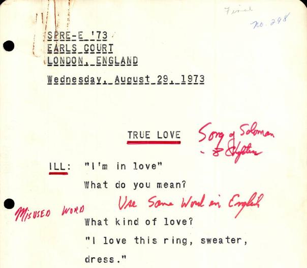 Billy Graham's SPREE '73 sermon manuscript