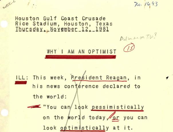 Billy Graham's Houston Crusade sermon manuscript