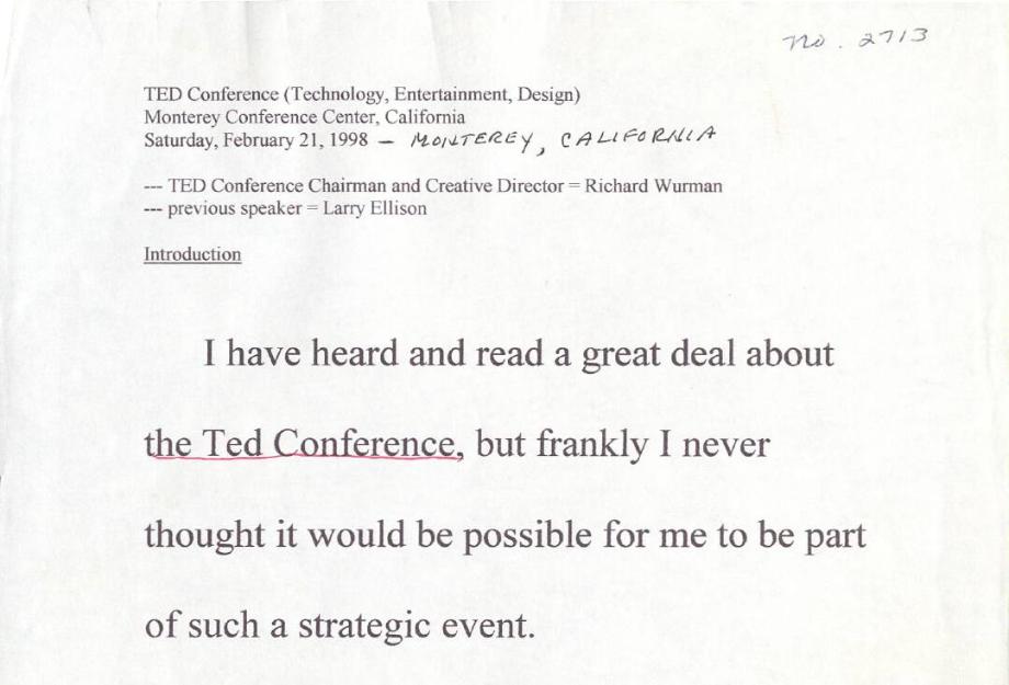 Billy Graham's TED Conference sermon manuscript