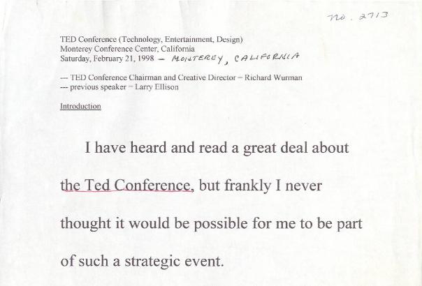 Billy Graham's TED Conference sermon manuscript